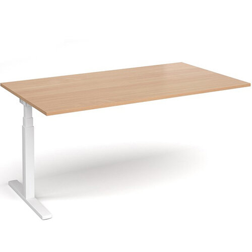 Add On Unit For Elev8 Rectangular Height Adjustable Boardroom Table W1800mmxD1000mm - White Frame - Beech Top - For EVTBT18-WH-B