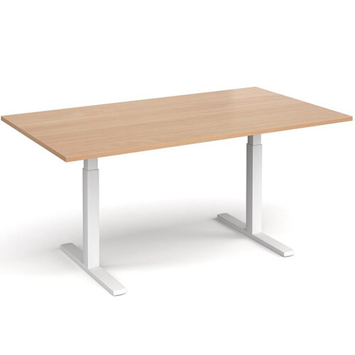 Elev8 Rectangular Height Adjustable Boardroom Table W1800mmxD1000mm With White Frame & Beech Top