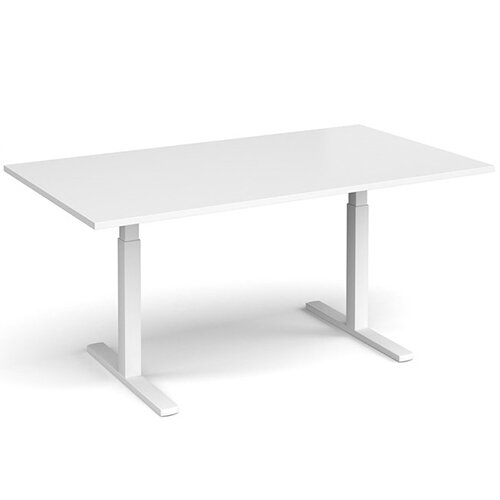 Elev8 Rectangular Height Adjustable Boardroom Table W1800mmxD1000mm With White Frame & White Top