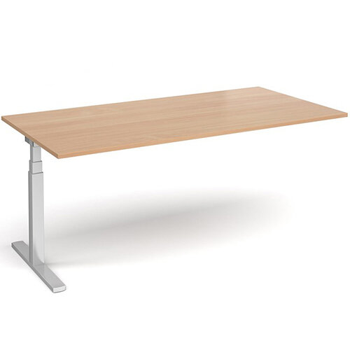 Add On Unit For Elev8 Rectangular Height Adjustable Boardroom Table W2000mmxD1000mm - Silver Frame - Beech Top - For EVTBT20-S-B Add On Unit For Elev8 Rectangular Height Adjustable Boardroom Table W2000mmxD1000mm - Silver Frame - Beech Top - For EVTBT20-S-B
