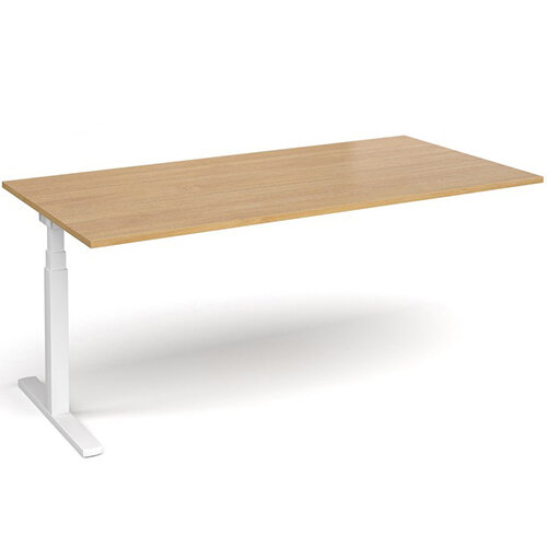 Add On Unit For Elev8 Rectangular Height Adjustable Boardroom Table W2000mmxD1000mm - White Frame - Oak Top - For EVTBT20-WH-O