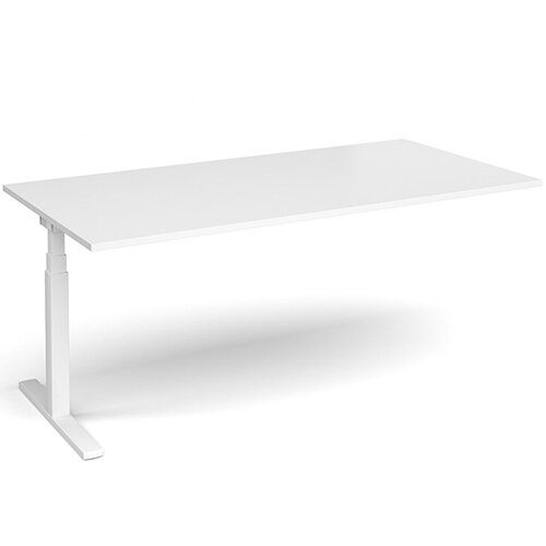 Add On Unit For Elev8 Rectangular Height Adjustable Boardroom Table W2000mmxD1000mm - White Frame - White Top - For EVTBT20-WH-WH