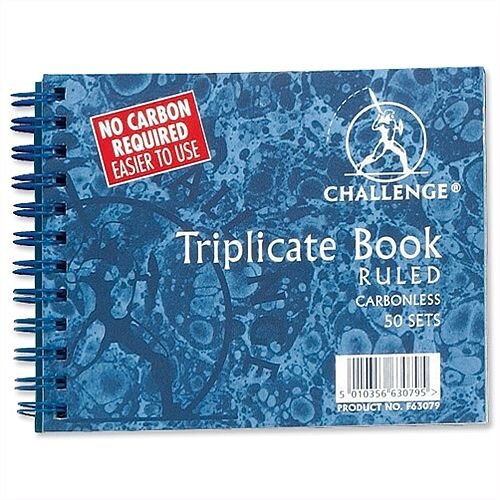 Challenge Triplicate Book Carbonless Ruled 105x130mm Pack 5 Challenge Triplicate Book Carbonless Ruled 105x130mm Pack 5