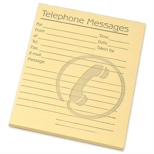 Telephone Message Pad Yellow 80 Sheets 127x102mm Pack 10 Challenge