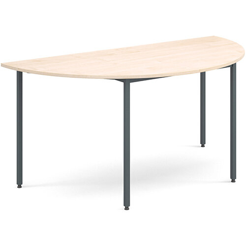 Semi circular flexi table with graphite frame 1600mm x 800mm - maple Semi circular flexi table with graphite frame 1600mm x 800mm - maple