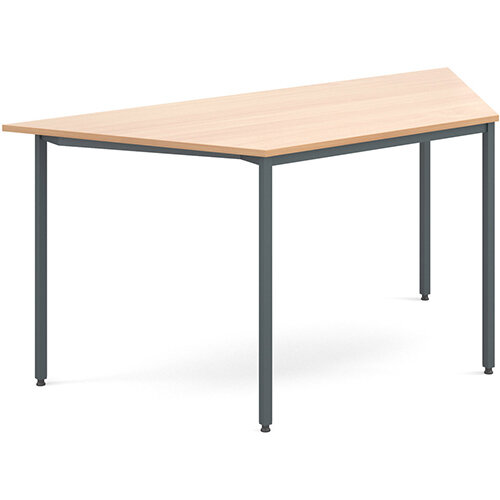 Trapezoidal flexi table with graphite frame 1600mm x 800mm - beech Trapezoidal flexi table with graphite frame 1600mm x 800mm - beech