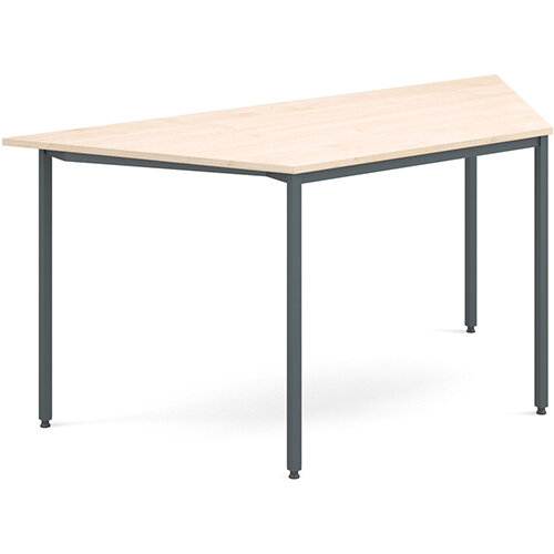 Trapezoidal flexi table with graphite frame 1600mm x 800mm - maple Trapezoidal flexi table with graphite frame 1600mm x 800mm - maple