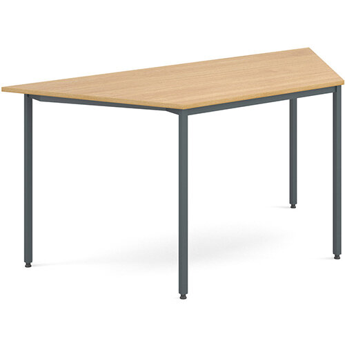 Trapezoidal flexi table with graphite frame 1600mm x 800mm - oak Trapezoidal flexi table with graphite frame 1600mm x 800mm - oak