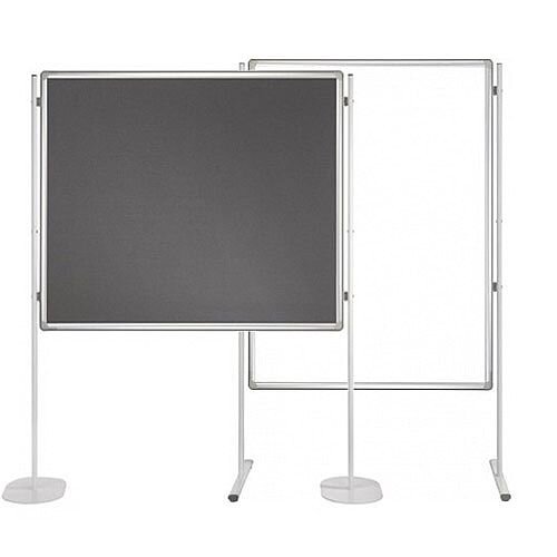 Double Sided Felt Notice Board Grey & Whiteboard 1500 x 1200mm For Franken Pro Partition System  - Feet are not Included, Available to Buy Separately