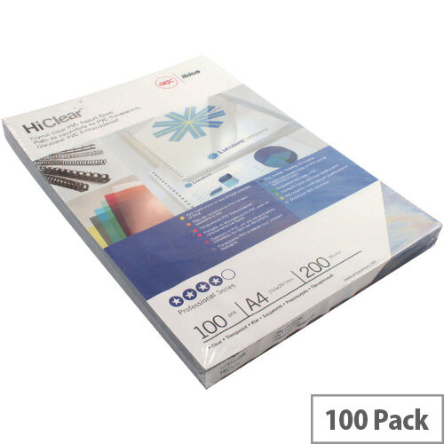 GBC Clear Comb Binding Covers PVC 200 micron A4 Pack 50x2 CE012080E GBC Clear Comb Binding Covers PVC 200 micron A4 Pack 50x2 CE012080E