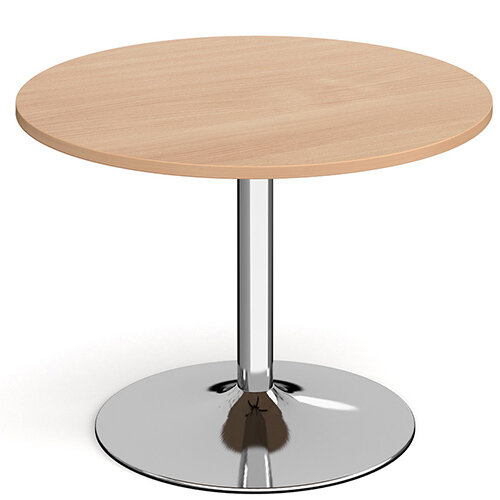Genoa Circular Beech Dining Table with Chrome Trumpet Base 1000mm Genoa Circular Beech Dining Table with Chrome Trumpet Base 1000mm