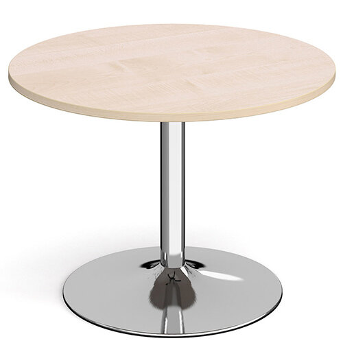 Genoa Circular Maple Dining Table with Chrome Trumpet Base 1000mm Genoa Circular Maple Dining Table with Chrome Trumpet Base 1000mm