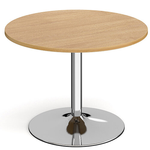 Genoa Circular Oak Dining Table with Chrome Trumpet Base 1000mm