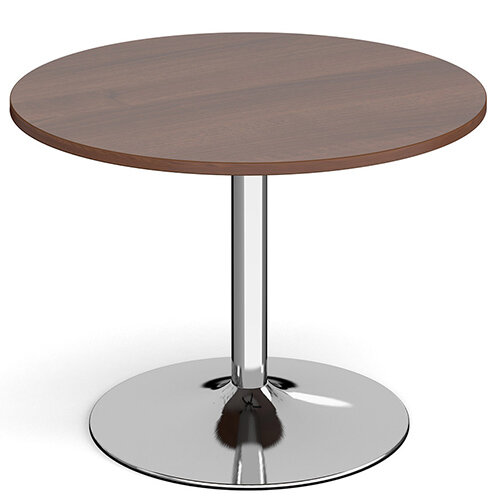 Genoa Circular Walnut Dining Table with Chrome Trumpet Base 1000mm Genoa Circular Walnut Dining Table with Chrome Trumpet Base 1000mm