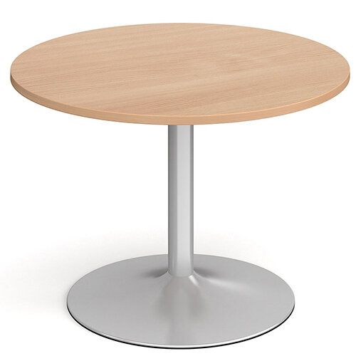 Genoa Circular Beech Dining Table with Silver Trumpet Base 1000mm Genoa Circular Beech Dining Table with Silver Trumpet Base 1000mm