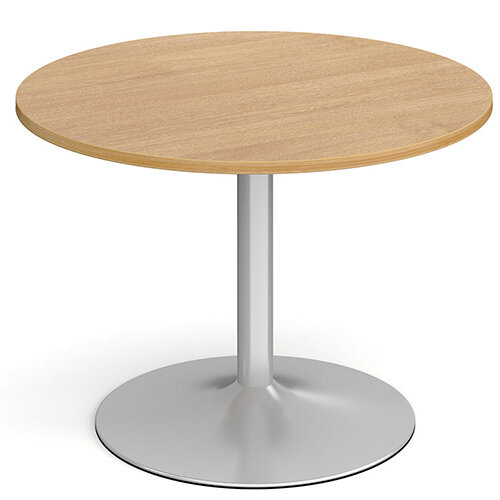 Genoa Circular Oak Dining Table with Silver Trumpet Base 1000mm Genoa Circular Oak Dining Table with Silver Trumpet Base 1000mm