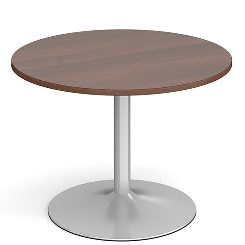 Genoa Circular Walnut Dining Table with Silver Trumpet Base 1000mm Genoa Circular Walnut Dining Table with Silver Trumpet Base 1000mm