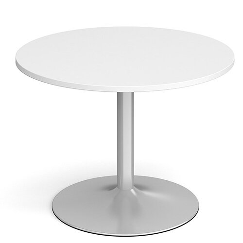Genoa Circular White Dining Table with Silver Trumpet Base 1000mm Genoa Circular White Dining Table with Silver Trumpet Base 1000mm
