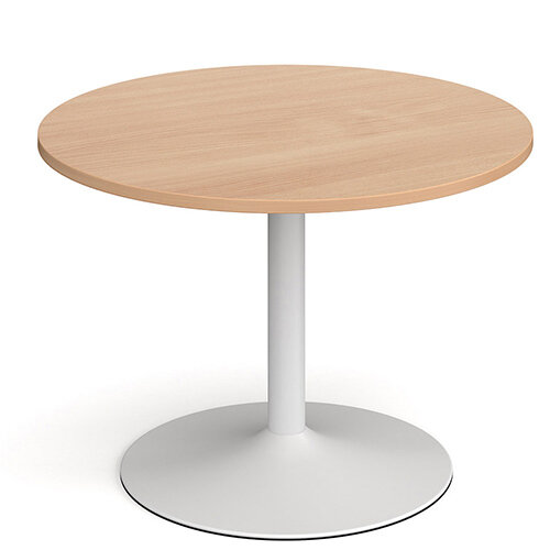 Genoa Circular Beech Dining Table with White Trumpet Base 1000mm Genoa Circular Beech Dining Table with White Trumpet Base 1000mm
