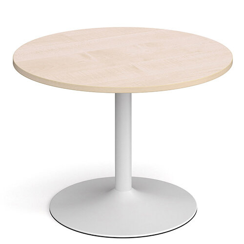Genoa Circular Maple Dining Table with White Trumpet Base 1000mm Genoa Circular Maple Dining Table with White Trumpet Base 1000mm