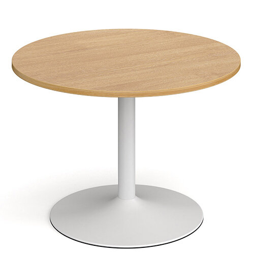 Genoa Circular Oak Dining Table with White Trumpet Base 1000mm Genoa Circular Oak Dining Table with White Trumpet Base 1000mm