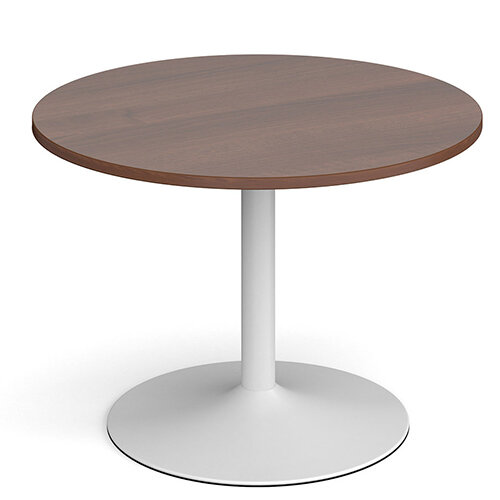 Genoa Circular Walnut Dining Table with White Trumpet Base 1000mm Genoa Circular Walnut Dining Table with White Trumpet Base 1000mm