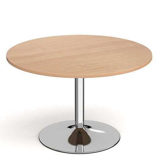 Genoa Circular Beech Dining Table with Chrome Trumpet Base 1200mm Genoa Circular Beech Dining Table with Chrome Trumpet Base 1200mm