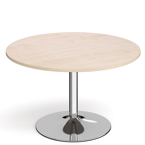 Genoa Circular Maple Dining Table with Chrome Trumpet Base 1200mm Genoa Circular Maple Dining Table with Chrome Trumpet Base 1200mm