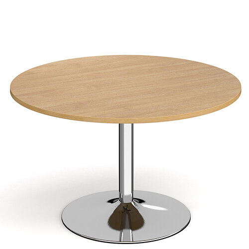 Genoa Circular Oak Dining Table with Chrome Trumpet Base 1200mm Genoa Circular Oak Dining Table with Chrome Trumpet Base 1200mm