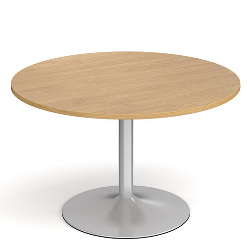 Genoa Circular Oak Dining Table with Silver Trumpet Base 1200mm Genoa Circular Oak Dining Table with Silver Trumpet Base 1200mm
