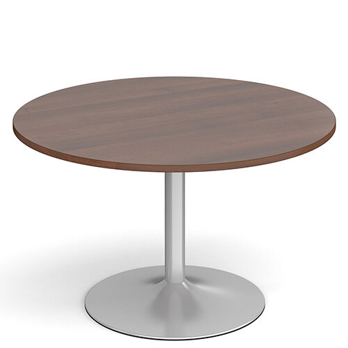 Genoa Circular Walnut Dining Table with Silver Trumpet Base 1200mm Genoa Circular Walnut Dining Table with Silver Trumpet Base 1200mm