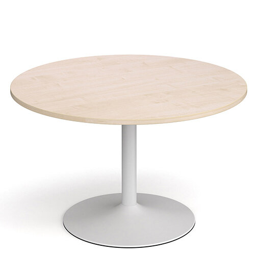 Genoa Circular Maple Dining Table with White Trumpet Base 1200mm Genoa Circular Maple Dining Table with White Trumpet Base 1200mm