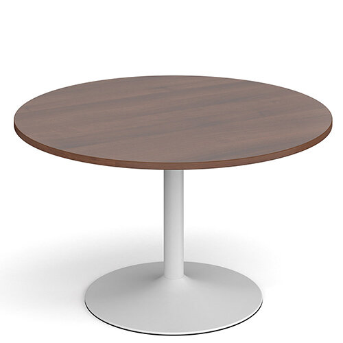 Genoa Circular Walnut Dining Table with White Trumpet Base 1200mm Genoa Circular Walnut Dining Table with White Trumpet Base 1200mm