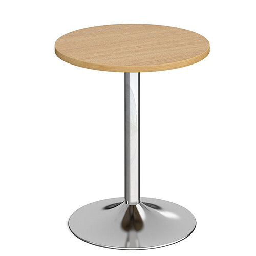 Genoa Circular Oak Dining Table with Chrome Trumpet Base 600mm Genoa Circular Oak Dining Table with Chrome Trumpet Base 600mm