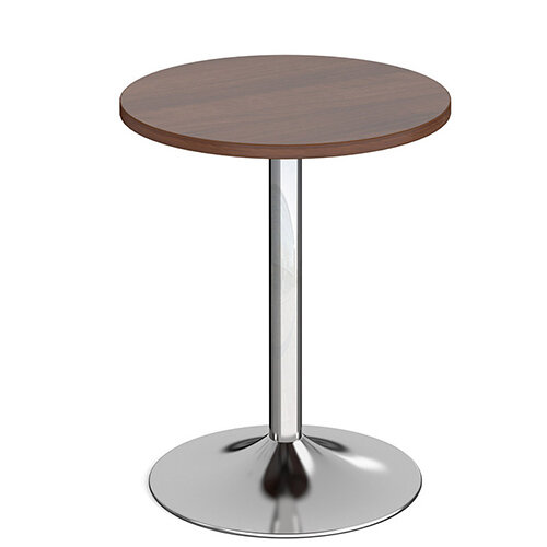 Genoa Circular Walnut Dining Table with Chrome Trumpet Base 600mm