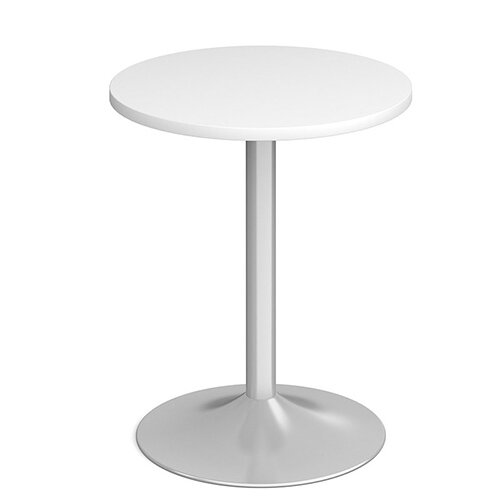 Genoa Circular White Dining Table with Silver Trumpet Base 600mm Genoa Circular White Dining Table with Silver Trumpet Base 600mm
