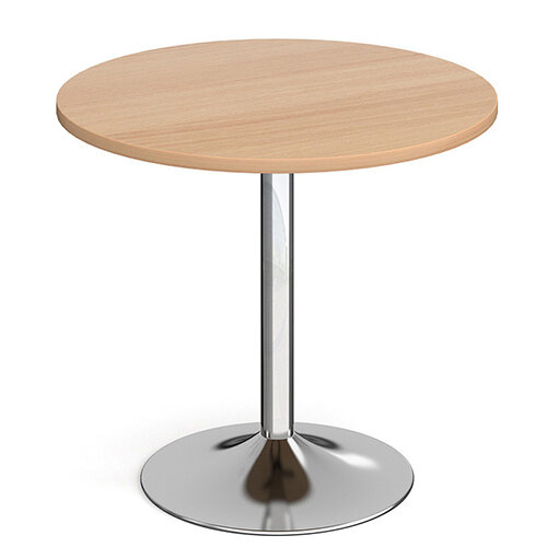 Genoa Circular Beech Dining Table with Chrome Trumpet Base 800mm Genoa Circular Beech Dining Table with Chrome Trumpet Base 800mm