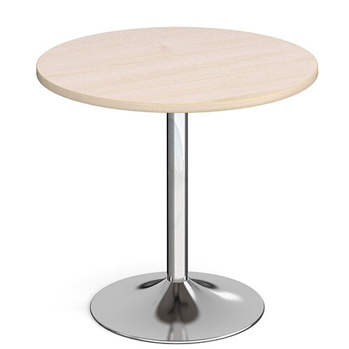 Genoa Circular Maple Dining Table with Chrome Trumpet Base 800mm Genoa Circular Maple Dining Table with Chrome Trumpet Base 800mm