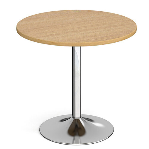 Genoa Circular Oak Dining Table with Chrome Trumpet Base 800mm Genoa Circular Oak Dining Table with Chrome Trumpet Base 800mm
