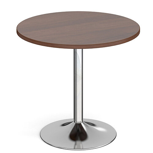 Genoa Circular Walnut Dining Table with Chrome Trumpet Base 800mm Genoa Circular Walnut Dining Table with Chrome Trumpet Base 800mm
