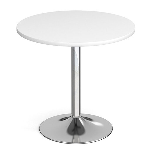 Genoa Circular White Dining Table with Chrome Trumpet Base 800mm Genoa Circular White Dining Table with Chrome Trumpet Base 800mm