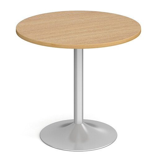 Genoa Circular Oak Dining Table with Silver Trumpet Base 800mm Genoa Circular Oak Dining Table with Silver Trumpet Base 800mm