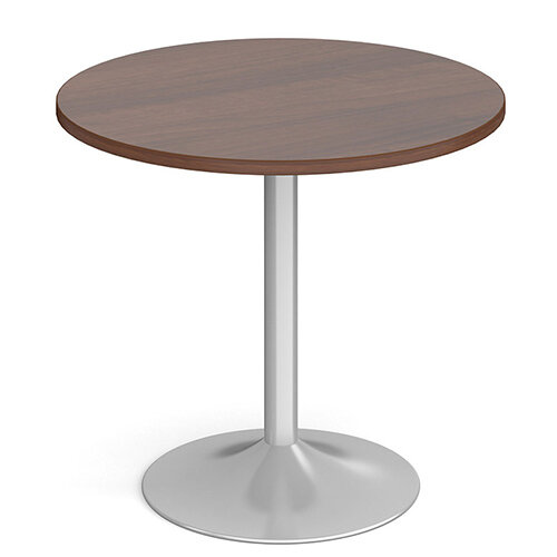 Genoa Circular Walnut Dining Table with Silver Trumpet Base 800mm Genoa Circular Walnut Dining Table with Silver Trumpet Base 800mm