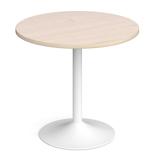 Genoa Circular Maple Dining Table with White Trumpet Base 800mm Genoa Circular Maple Dining Table with White Trumpet Base 800mm