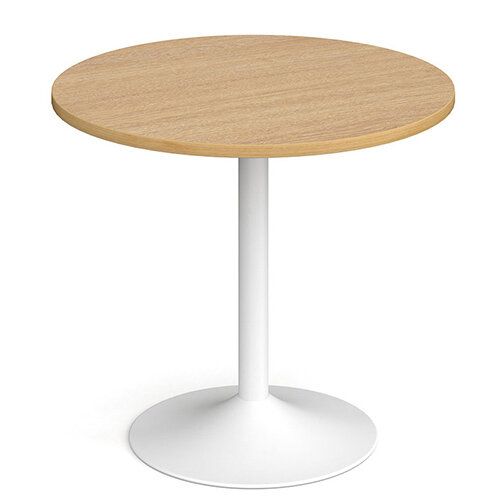 Genoa Circular Oak Dining Table with White Trumpet Base 800mm Genoa Circular Oak Dining Table with White Trumpet Base 800mm