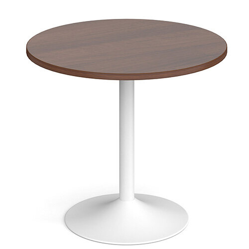 Genoa Circular Walnut Dining Table with White Trumpet Base 800mm