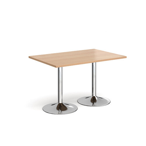 Genoa Rectangular Beech Dining Table with Chrome Trumpet Base 1200mmX800mm Genoa Rectangular Beech Dining Table with Chrome Trumpet Base 1200mmX800mm