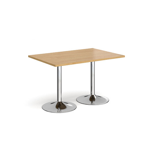 Genoa Rectangular Oak Dining Table with Chrome Trumpet Base 1200mmX800mm Genoa Rectangular Oak Dining Table with Chrome Trumpet Base 1200mmX800mm