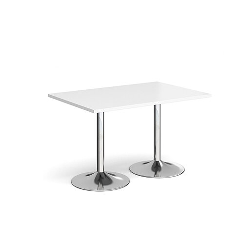 Genoa Rectangular White Dining Table with Chrome Trumpet Base 1200mmX800mm Genoa Rectangular White Dining Table with Chrome Trumpet Base 1200mmX800mm