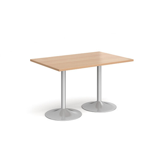 Genoa Rectangular Beech Dining Table with Silver Trumpet Base 1200mmX800mm Genoa Rectangular Beech Dining Table with Silver Trumpet Base 1200mmX800mm
